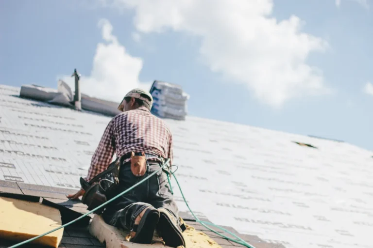 Roof replacement on a residential building